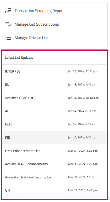 Latest List Updates